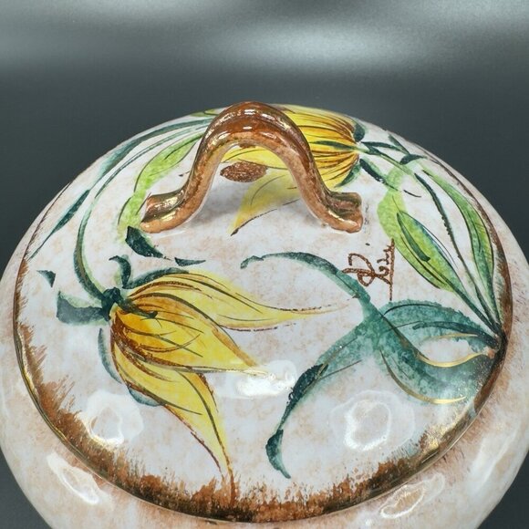 Vintage Italian Pottery Covered Dish Container Jar Box With Lid Venetian Italian - Picture 12 of 15